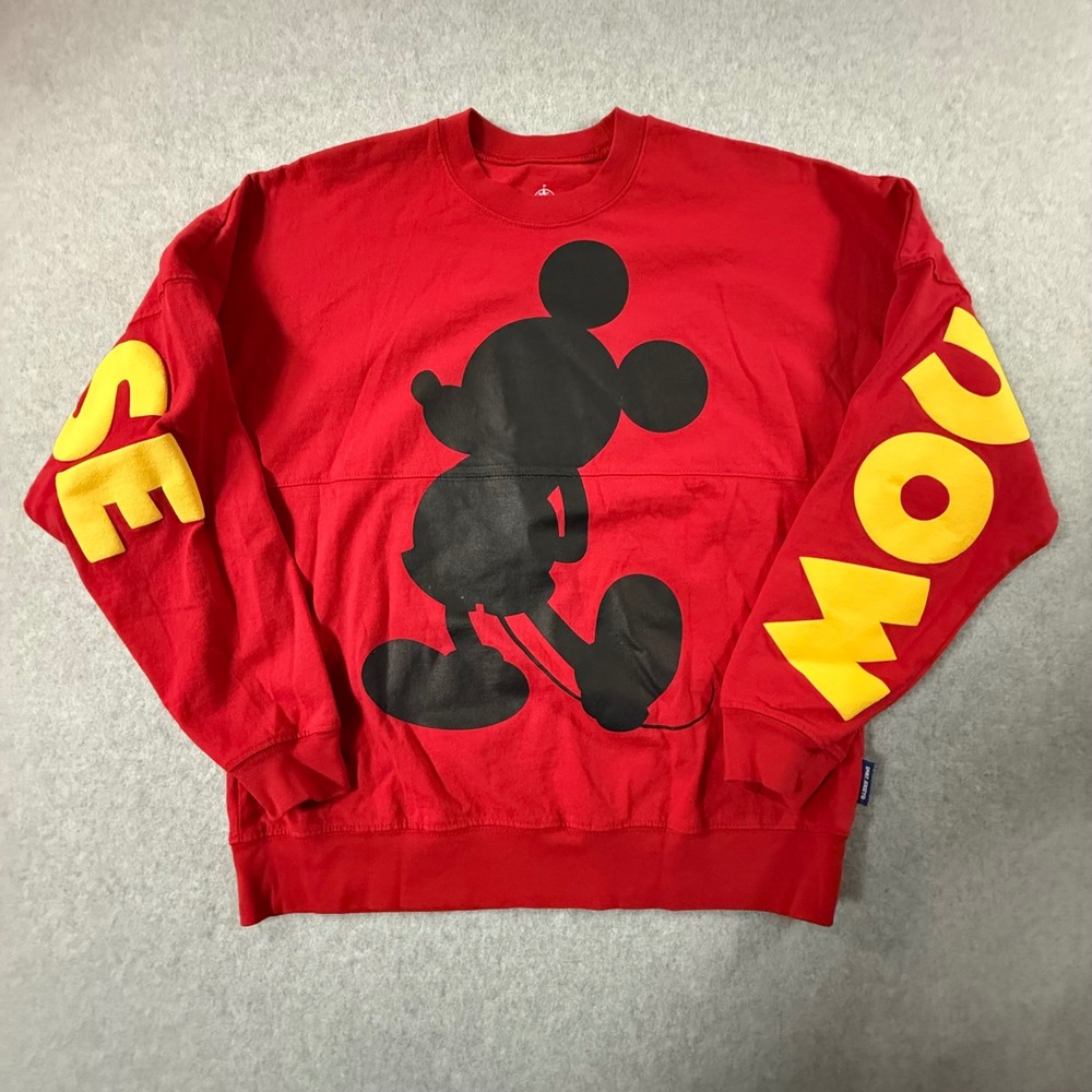 Disney Mickey Mouse Spirit Jersey Red Long Sleeve Graphic Shirt Small